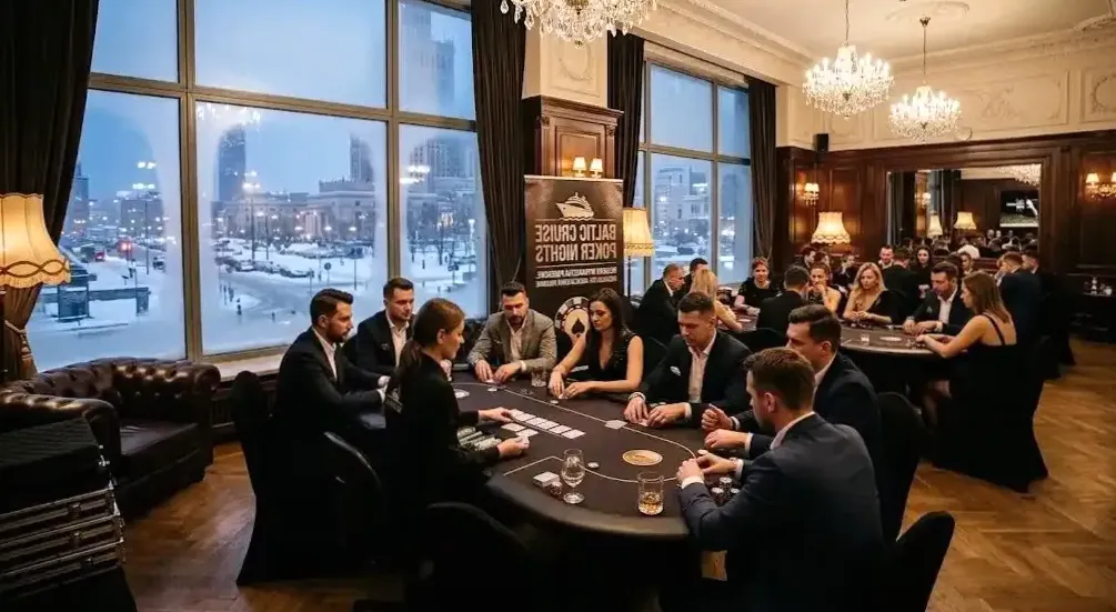 Stół pokerowy przygotowany do gry