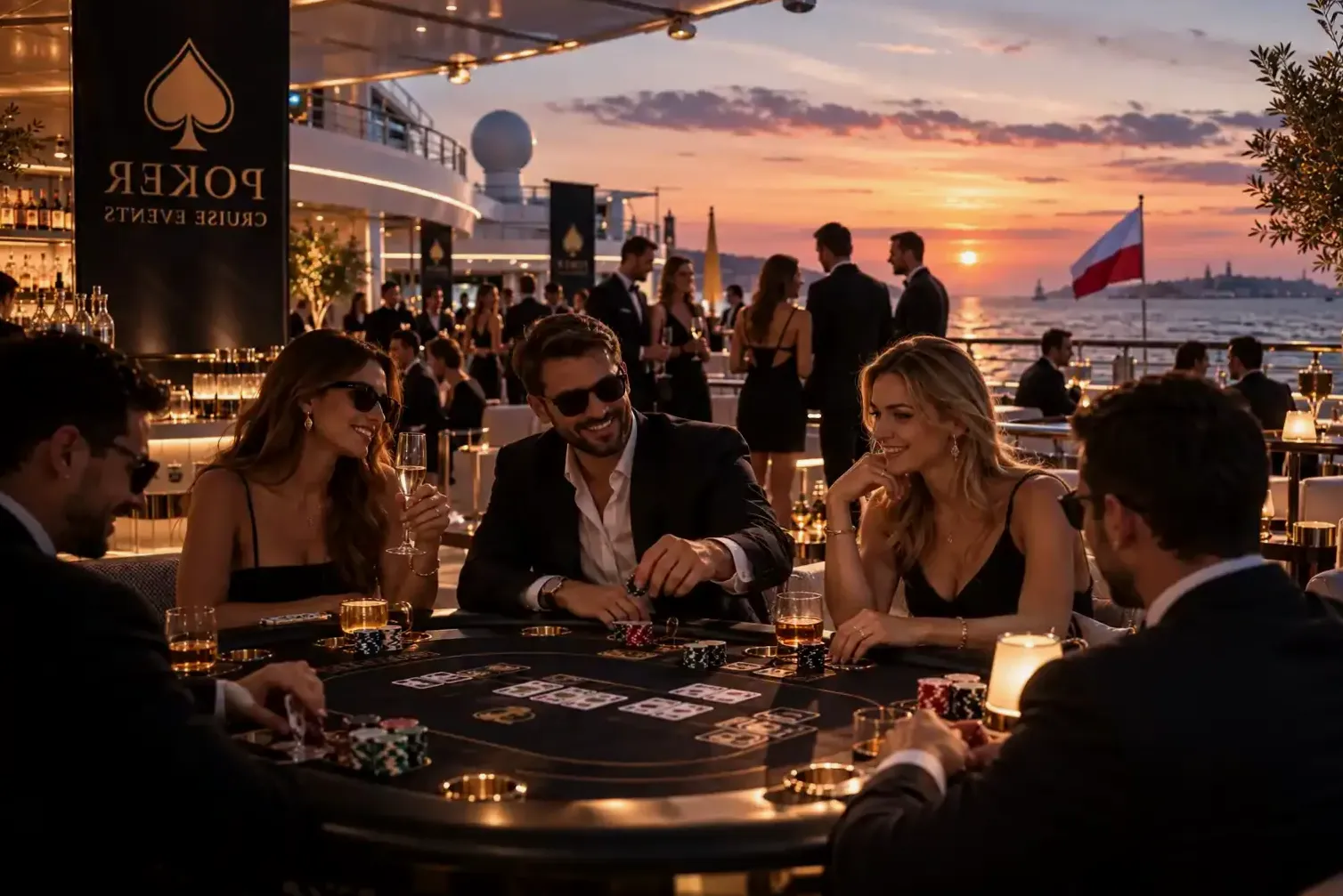 Zespół firmowy przy pokerowym stole